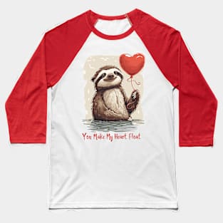 Floating with Love: Adorable Sloth Valentine's Day Baseball T-Shirt